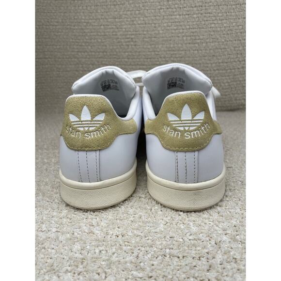 ADIDAS Stan Smith Womens 10 Sneakers Leather Suede Cloud White Yellow - Picture 7 of 10